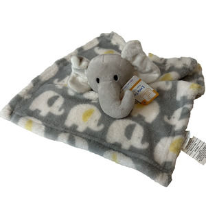 Swiggles Luxe Baby Blanket Yellow Gray White Elephant Lovey 12" Plush NEW w/Tag
